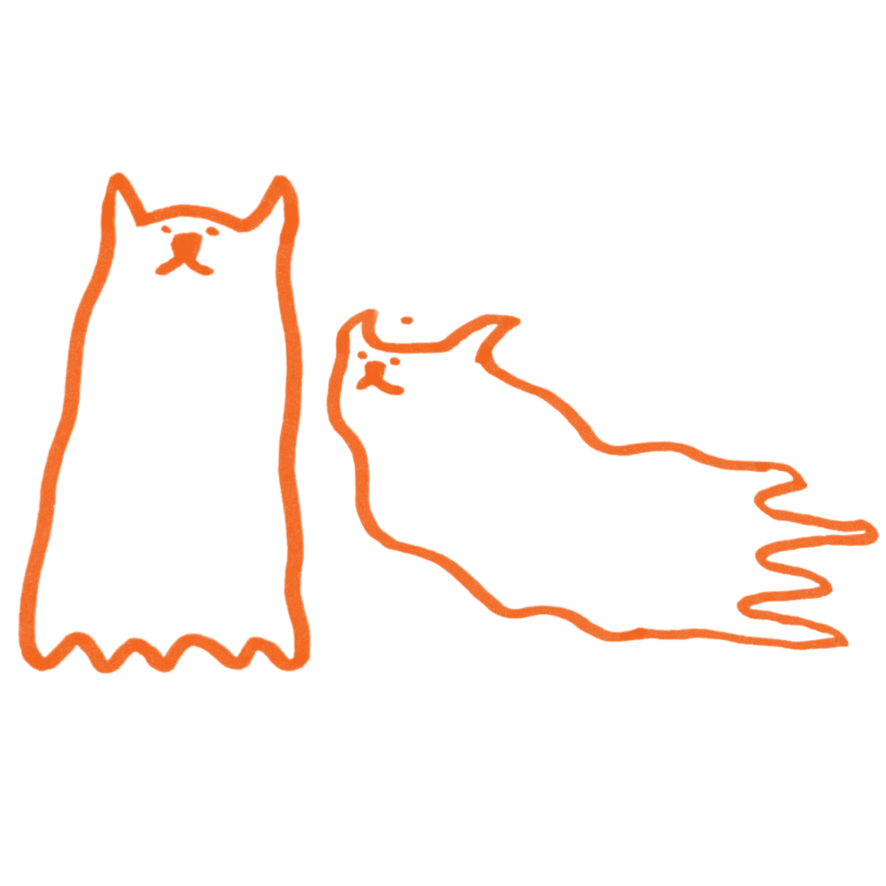 Ihr habt eine Antwort nicht gefunden? Dann schreibt uns!
Zwei gezeichnete Geister im Comicstil. Die Geister haben katzenohren und Katzennasen. Der linke schwebt aufrecht, der rechte schwebt nach links.
Knallo -Miaooo